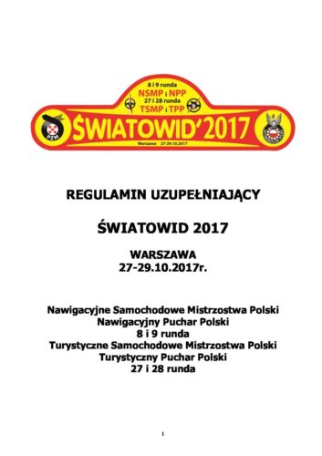 Regulamin uzupełniający Rajdu Światowid 2017